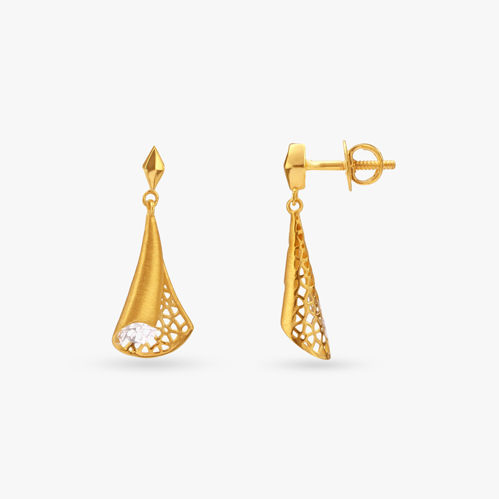 Contoured Gleam Gold Drop Earrings,,hi-res image number null