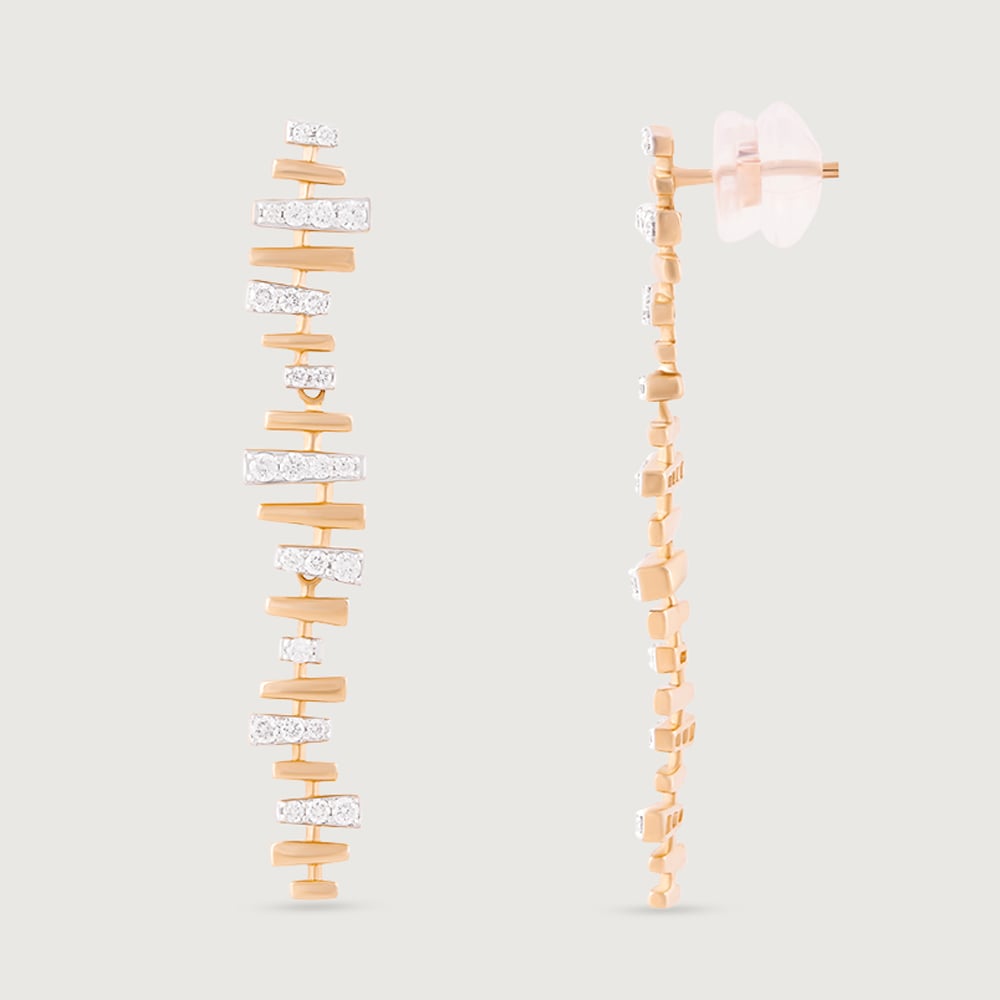 Disco Rhythm Gold & Diamond Drop Earrings,,hi-res image number null