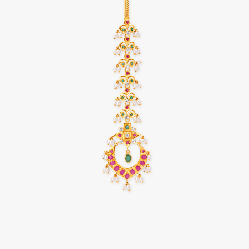 Ethereal Gold Maang Tikka,,hi-res image number null