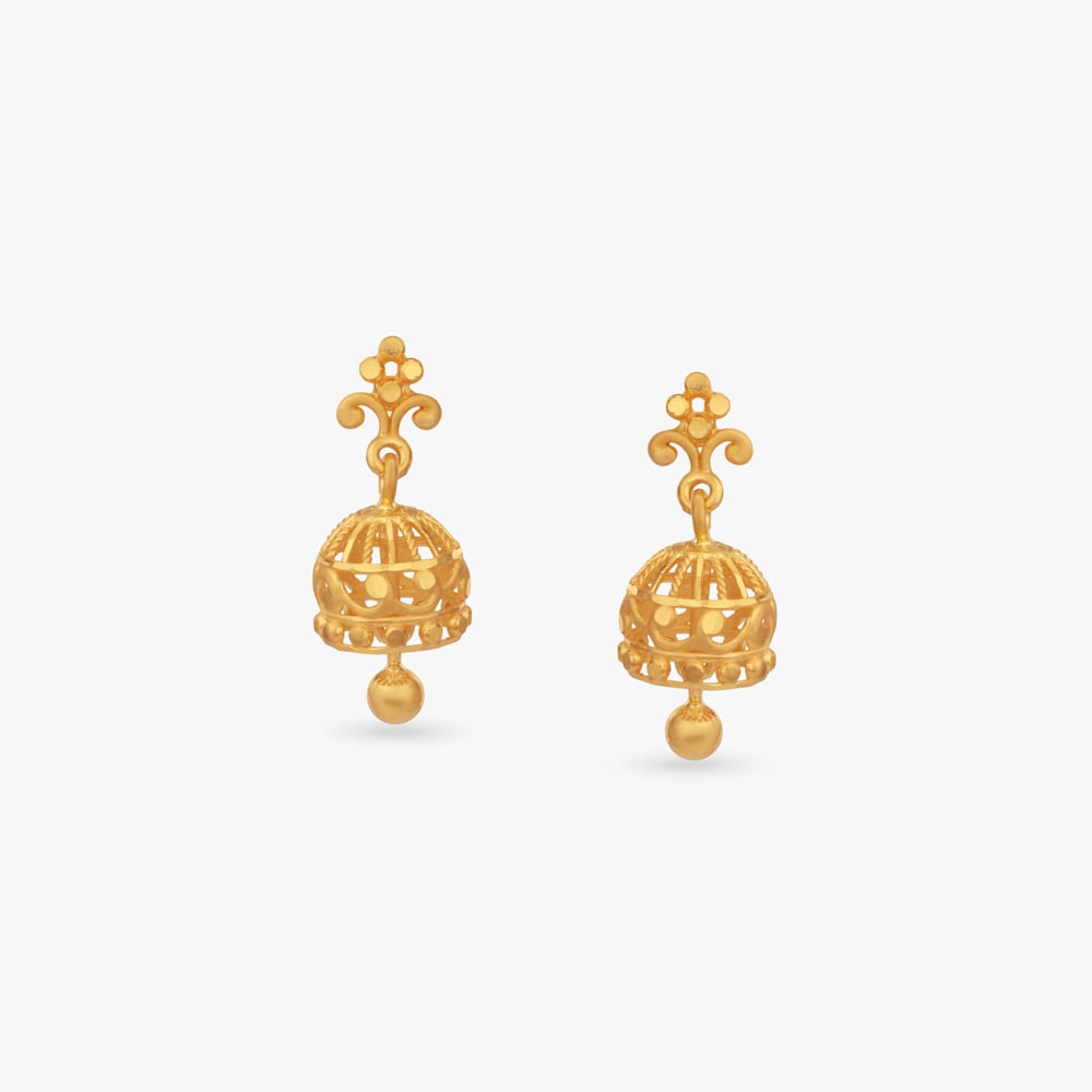 

Heritage Fluted Gold Jhumka Earrings