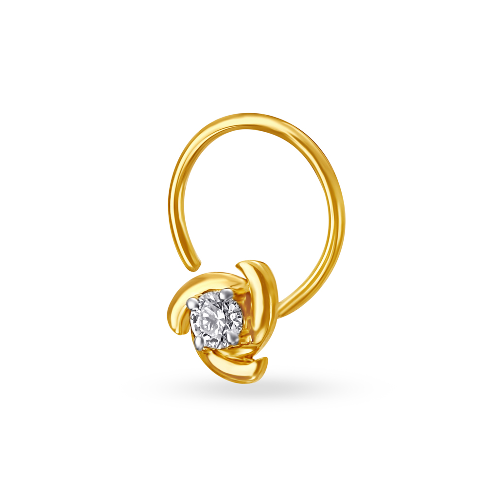 Sublime Floral Gold and Diamond Nose Pin,,hi-res image number null