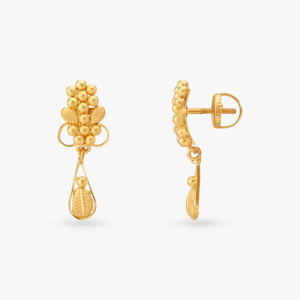 Beaded Gold Drop Earrings,,hi-res image number null
