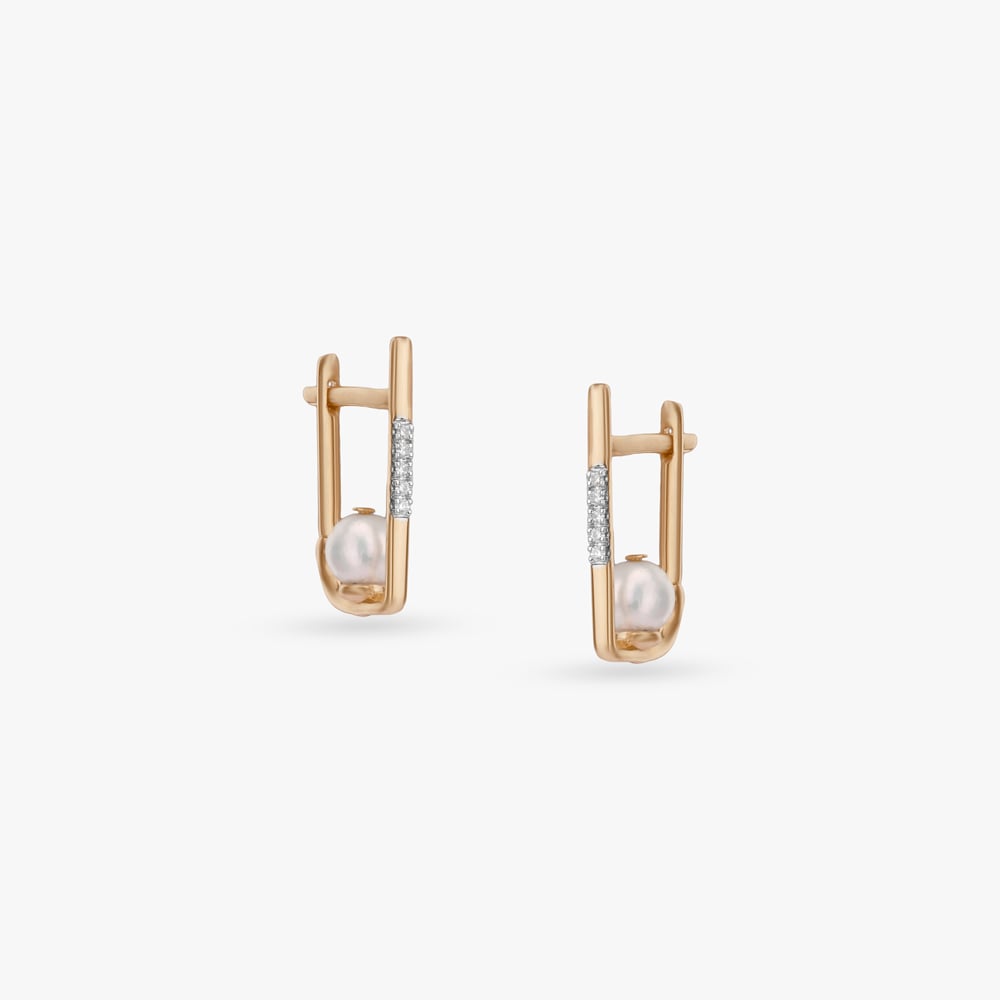 

Structured Bar Diamond Hoop Earrings