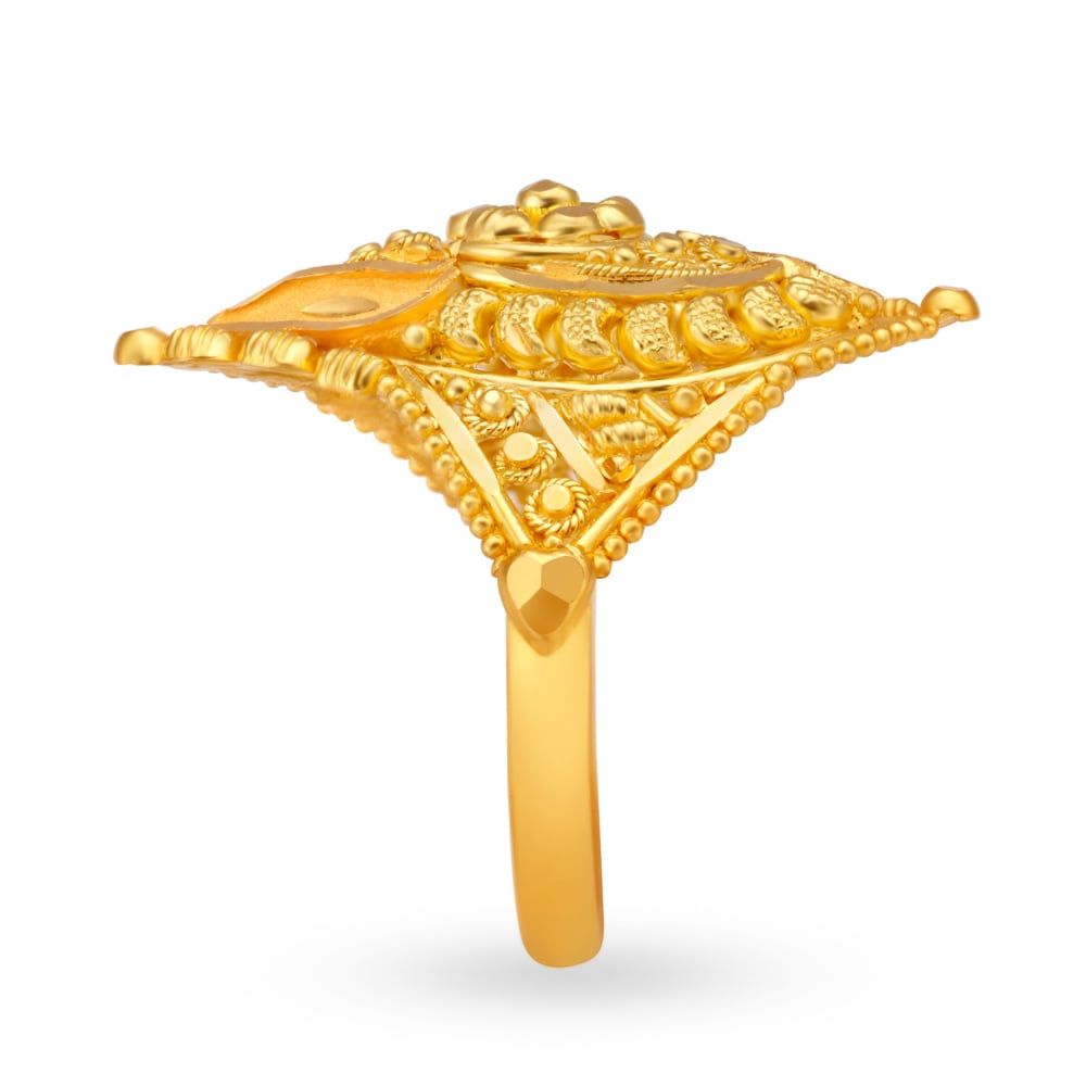 Enchanting Rhombic Gold Finger Ring,,hi-res image number null