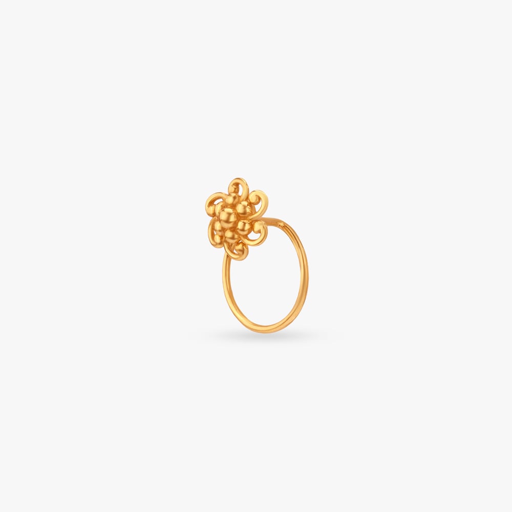 Woven Bloom Gold Nose Pin,,hi-res image number null