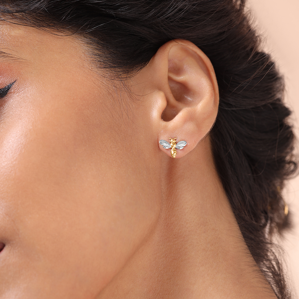 Buzzing Bee 18KT Gold Stud Earrings,,hi-res image number null