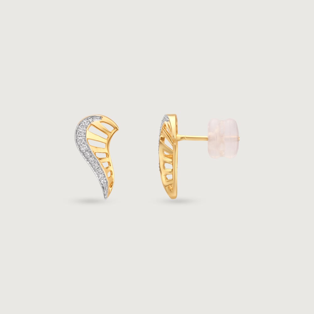 Graceful Wing Diamond Stud Earrings,,hi-res image number null
