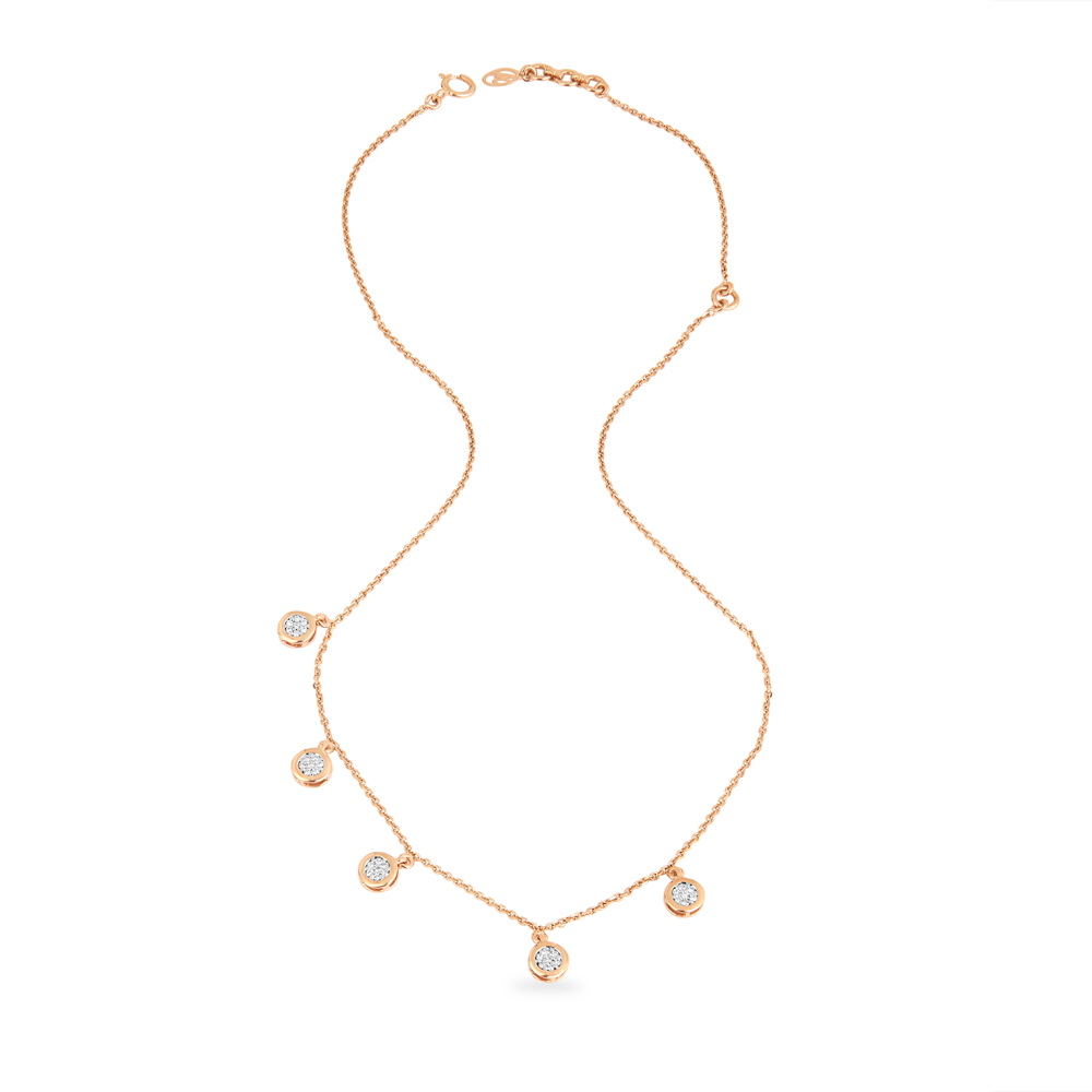 14KT Rose Gold Floral Bloom Diamond Station Necklace