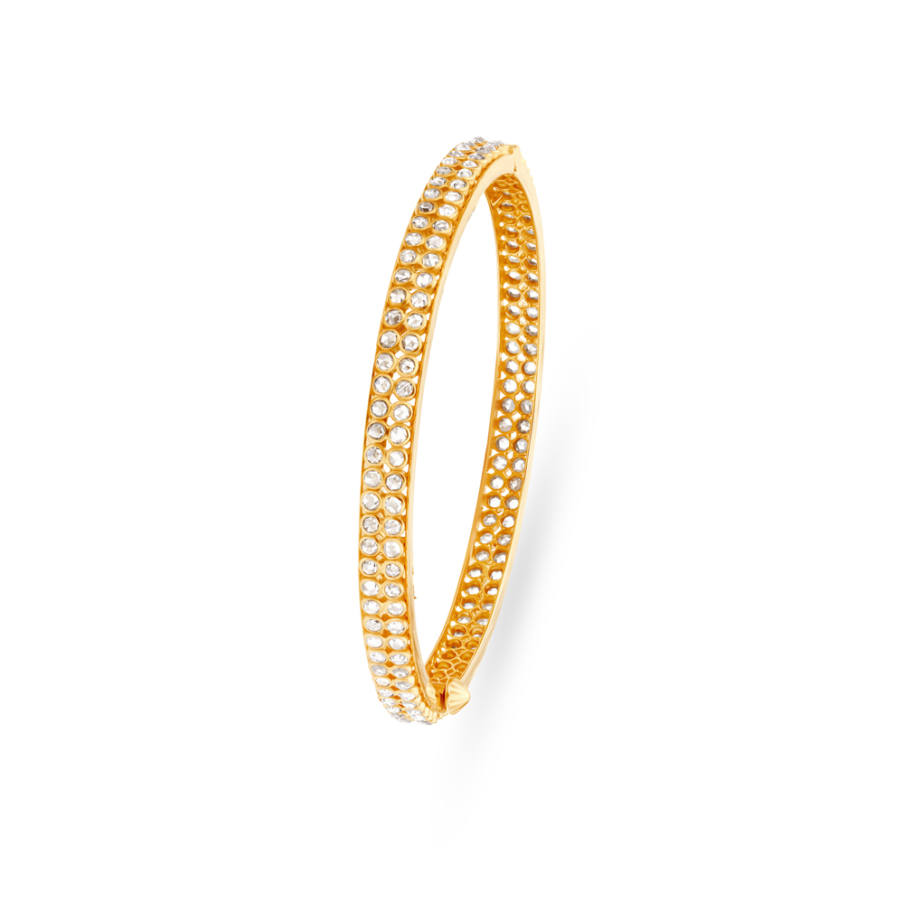 

Fancy Double Line Gold Bangle