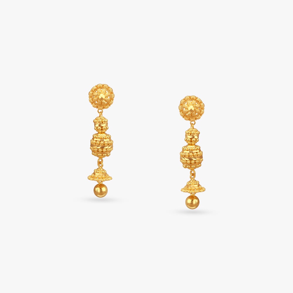 

Royal Stack Gold Jhumka Earrings