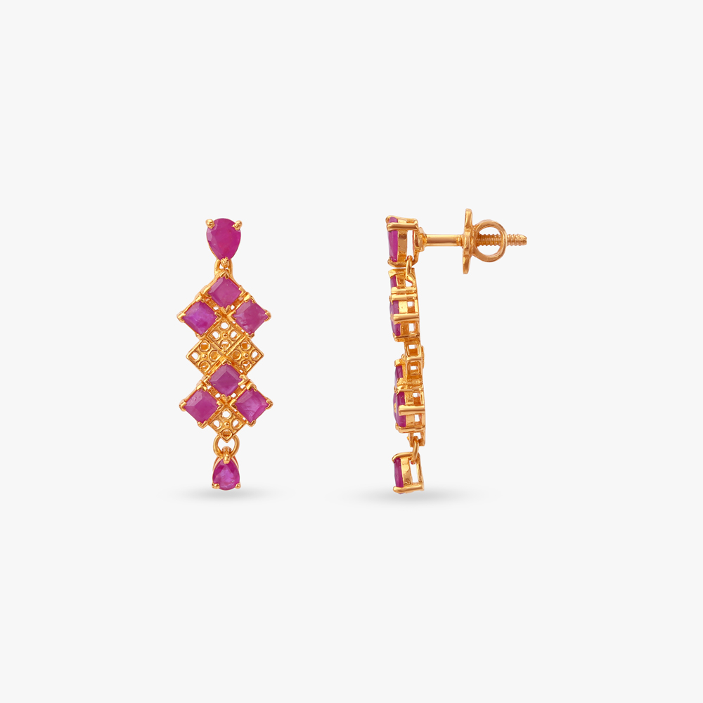 Glam Grid Ruby Drop Earrings,,hi-res image number null