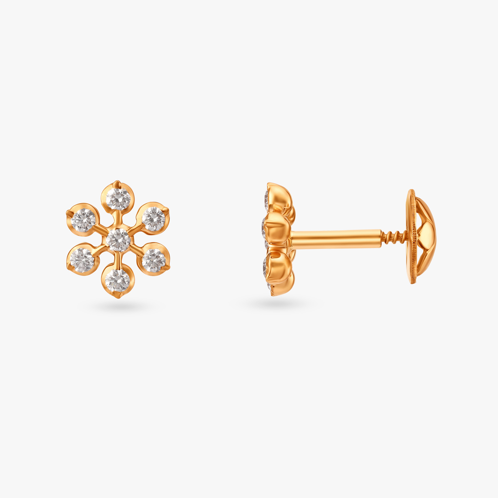 Sparkling Elegance Floral Diamond Stud Earrings,,hi-res image number null