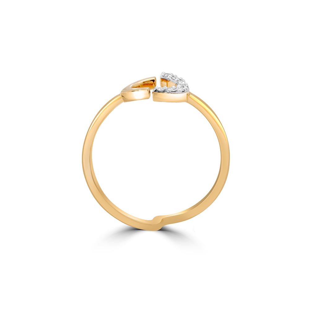 14KT Adjustable Golden Crescent Diamond Finger Ring,,hi-res image number null