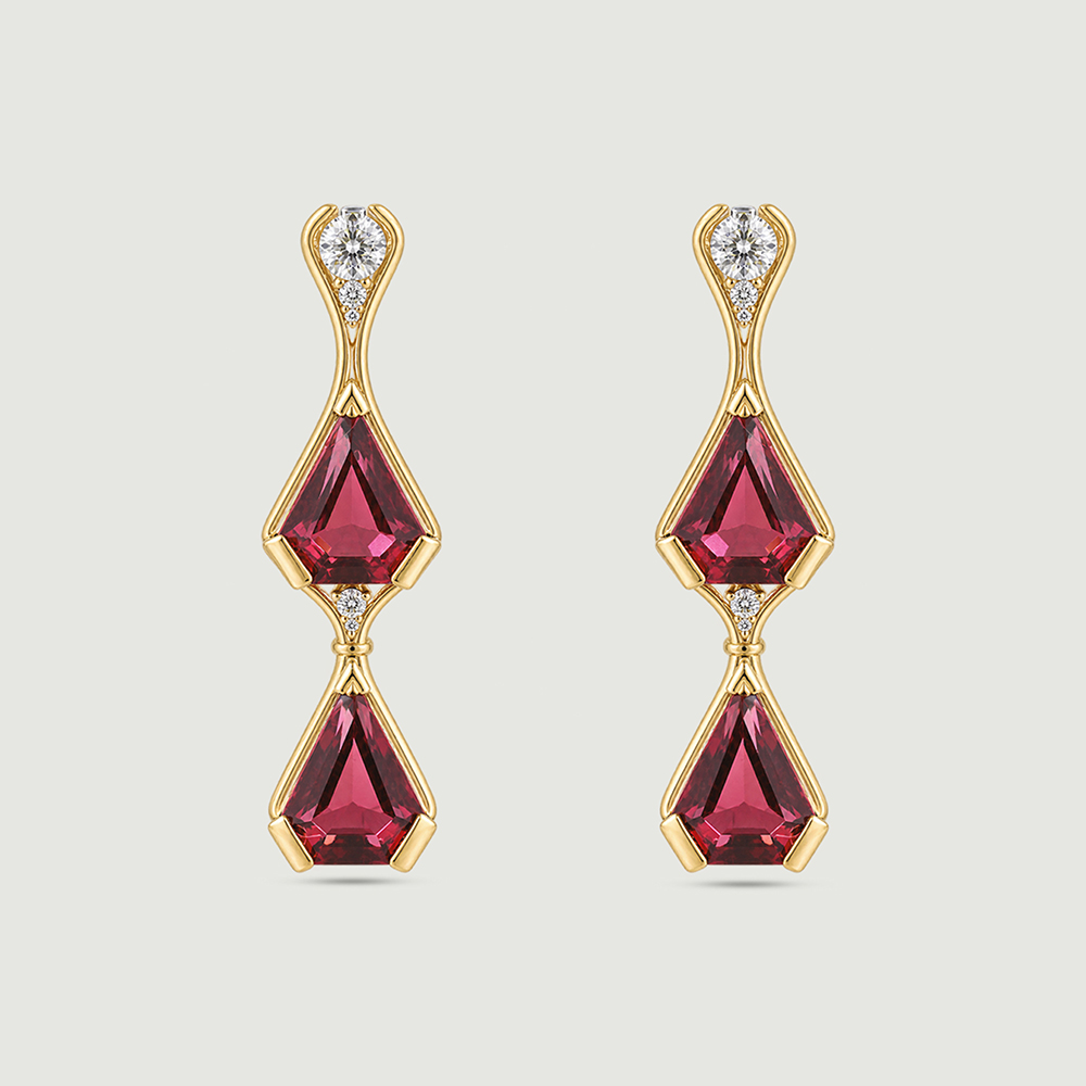 Vibrant Geometric Garnet Drop Earrings,,hi-res image number null