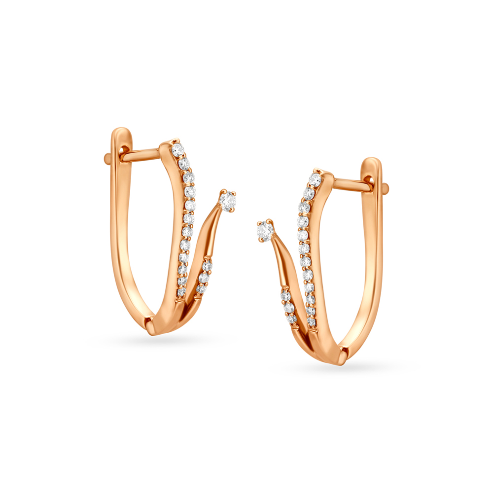 Ethereal Rose Gold and Diamond U-Bali Hoop Earrings,,hi-res image number null