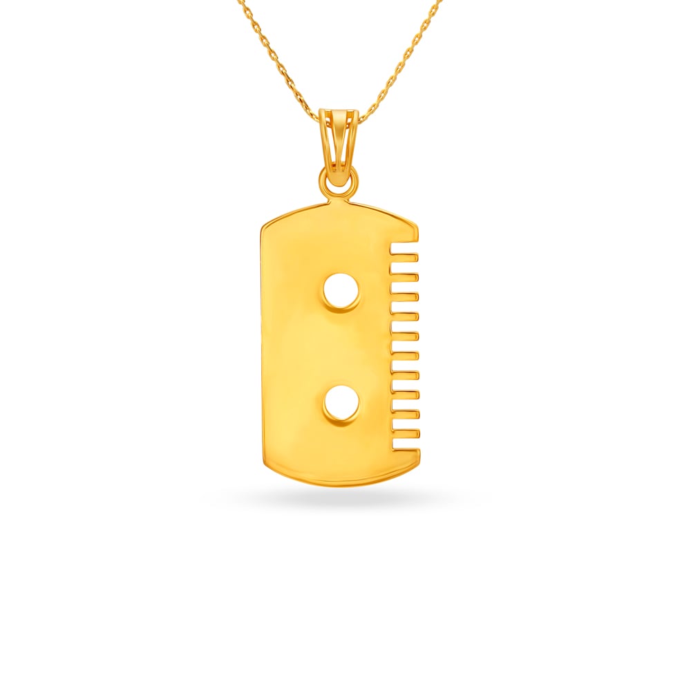 Comb Style Gold Pendant For Men