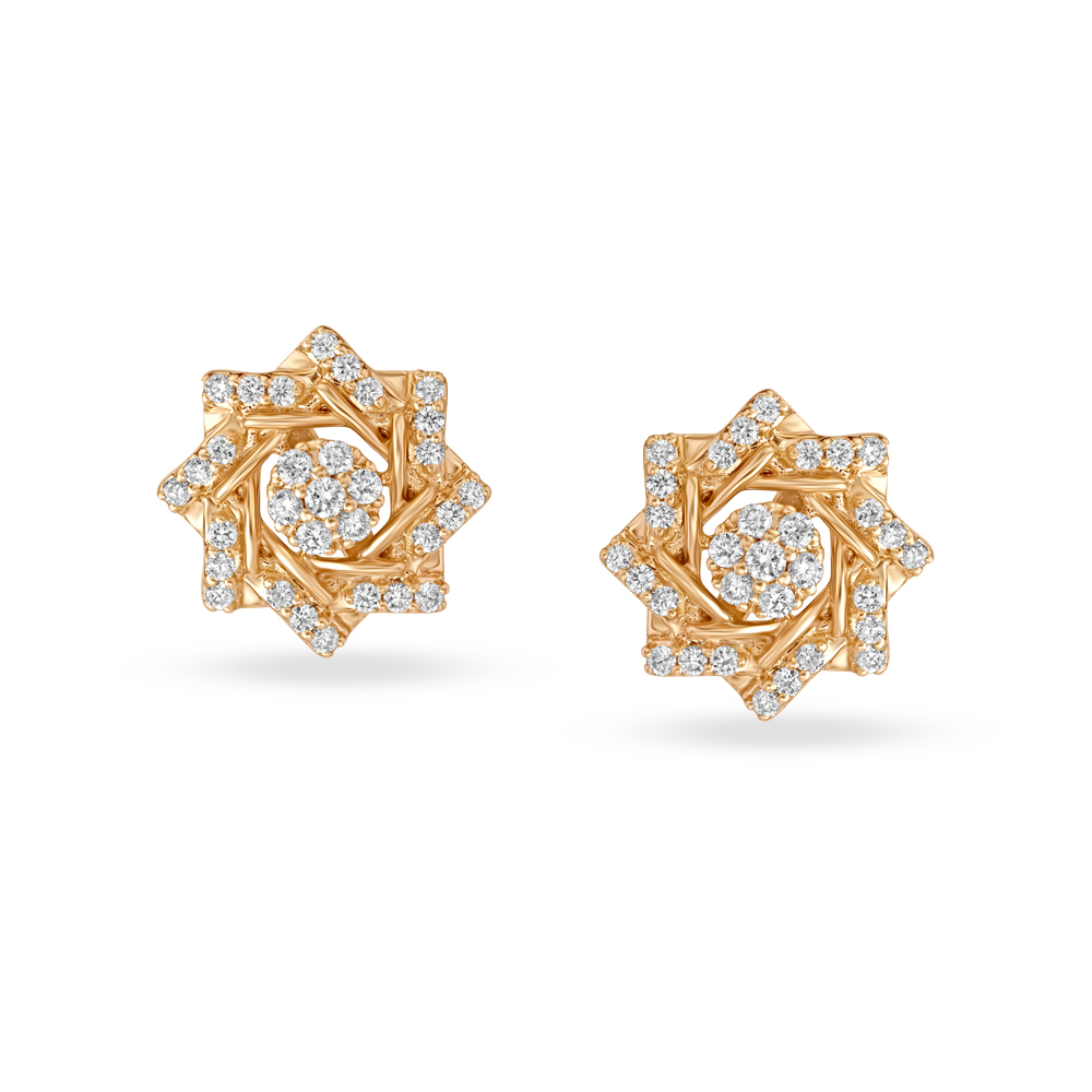 Enticing Artistic Floral Diamond Stud Earrings