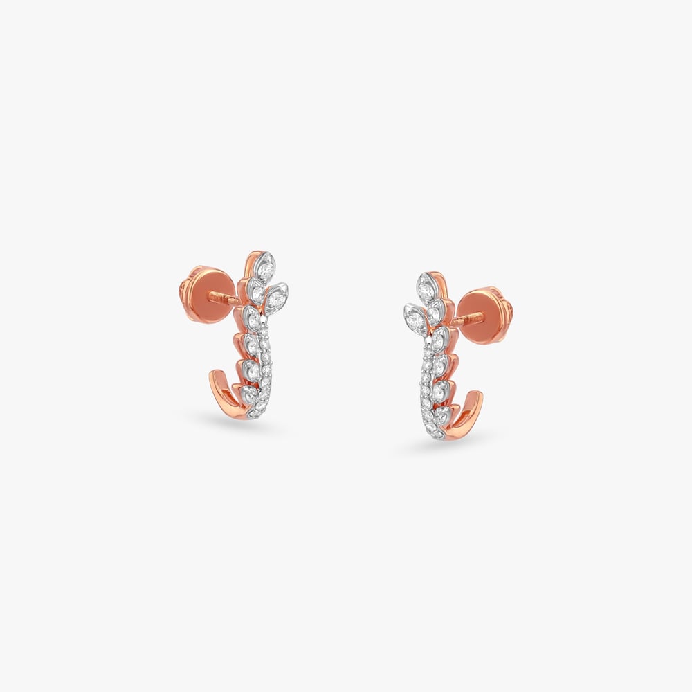 Leaf Trail Diamond Hoop Earrings,,hi-res image number null
