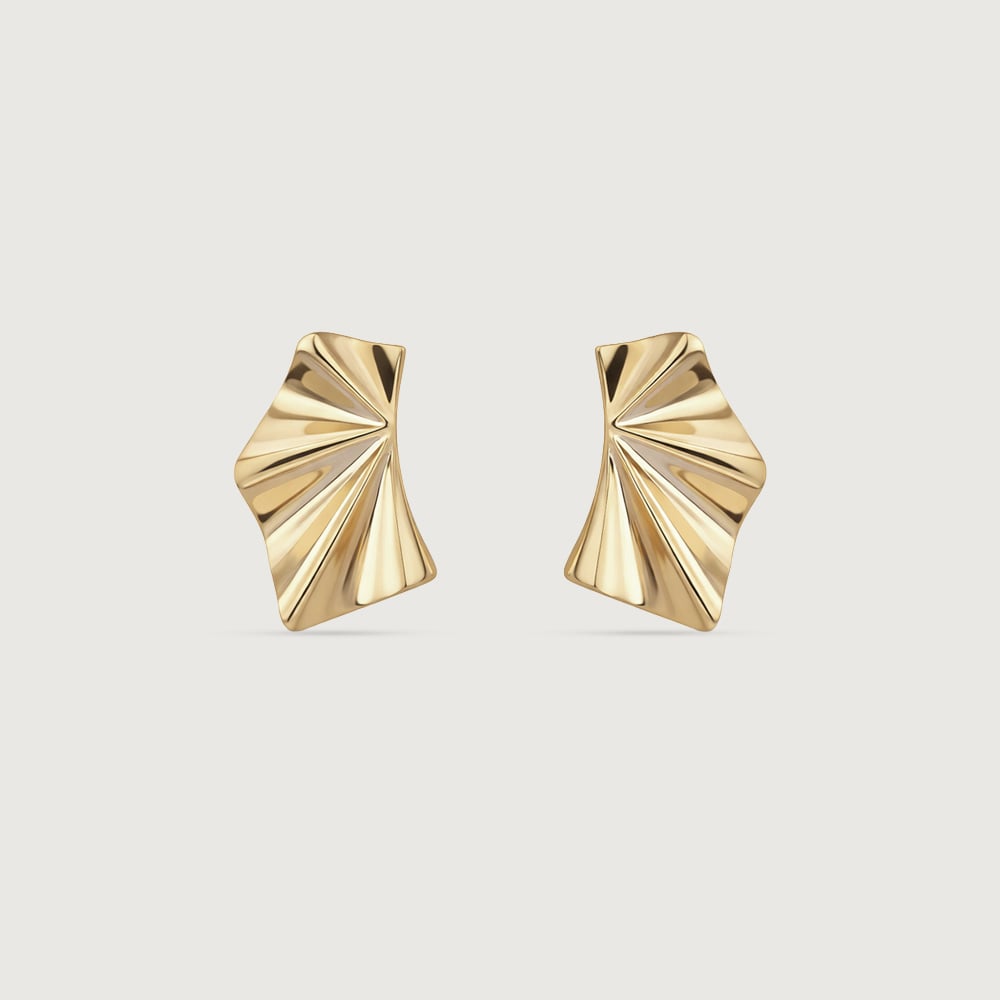Radiant Fold Gold Stud Earrings,,hi-res image number null
