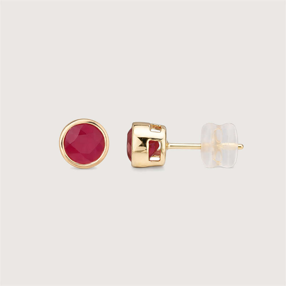 Modern Refined Ruby Gold Stud Earrings,,hi-res image number null