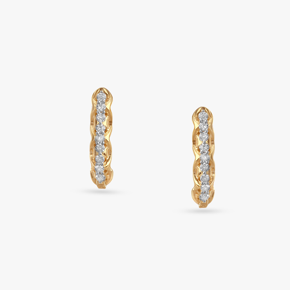 Wavy Sculpted Diamond Hoop Earrings,,hi-res image number null