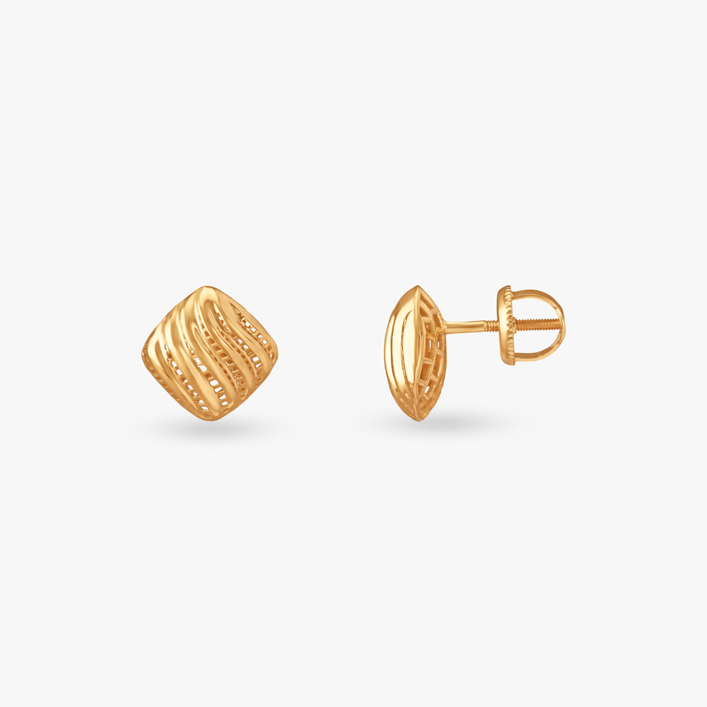 Ripple Form Gold Pendant and Earring Set,,hi-res image number null