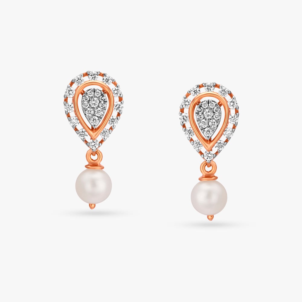 Classy Pearl and Diamond Drop Earrings,,hi-res image number null