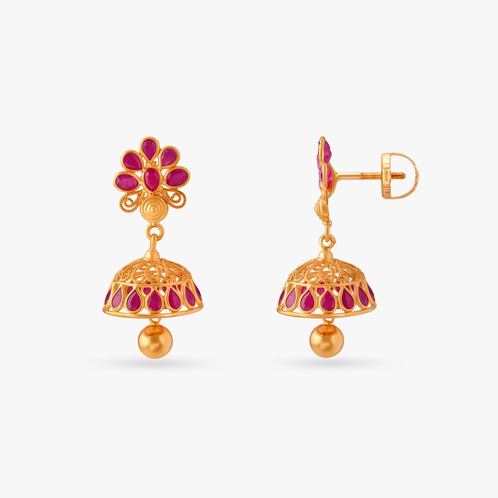 Opulent Ruby Jhumkas,,hi-res image number null
