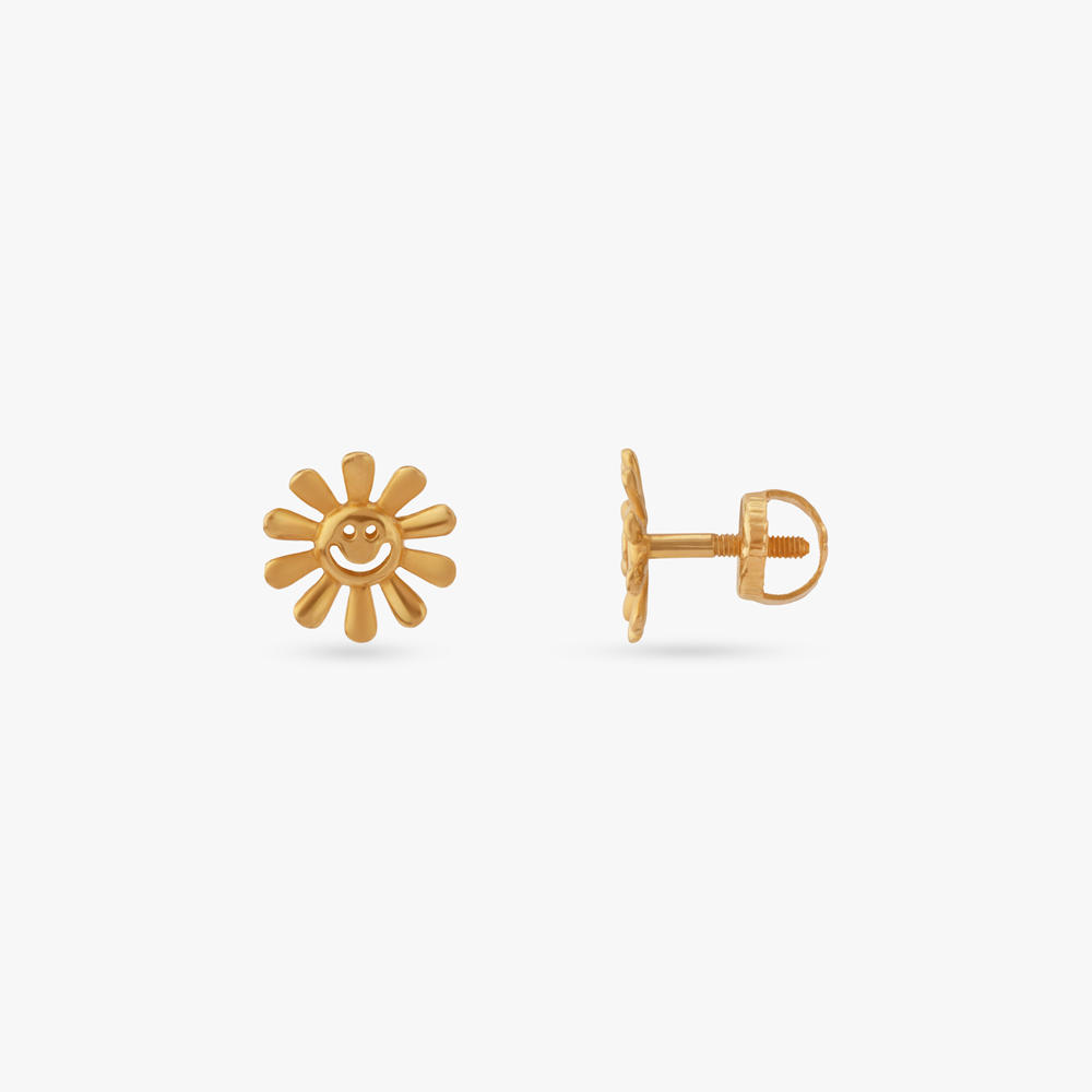 Sunny Smiles Gold Stud Earrings for Kids,,hi-res image number null