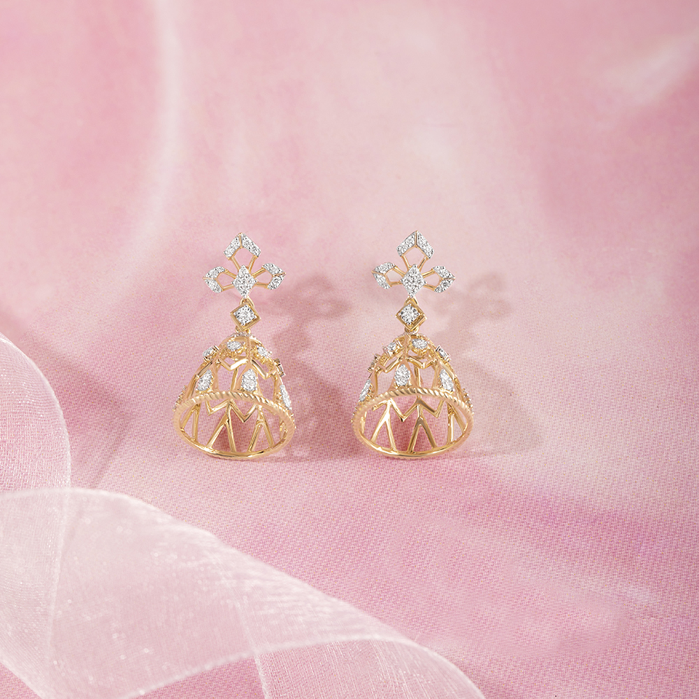 Lippan Splendour Gold & Diamond Jhumka,,hi-res image number null