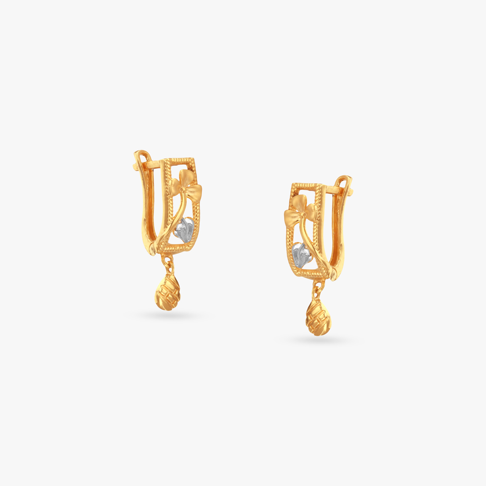 Bloom Drop Gold Hoop Earrings,,hi-res image number null