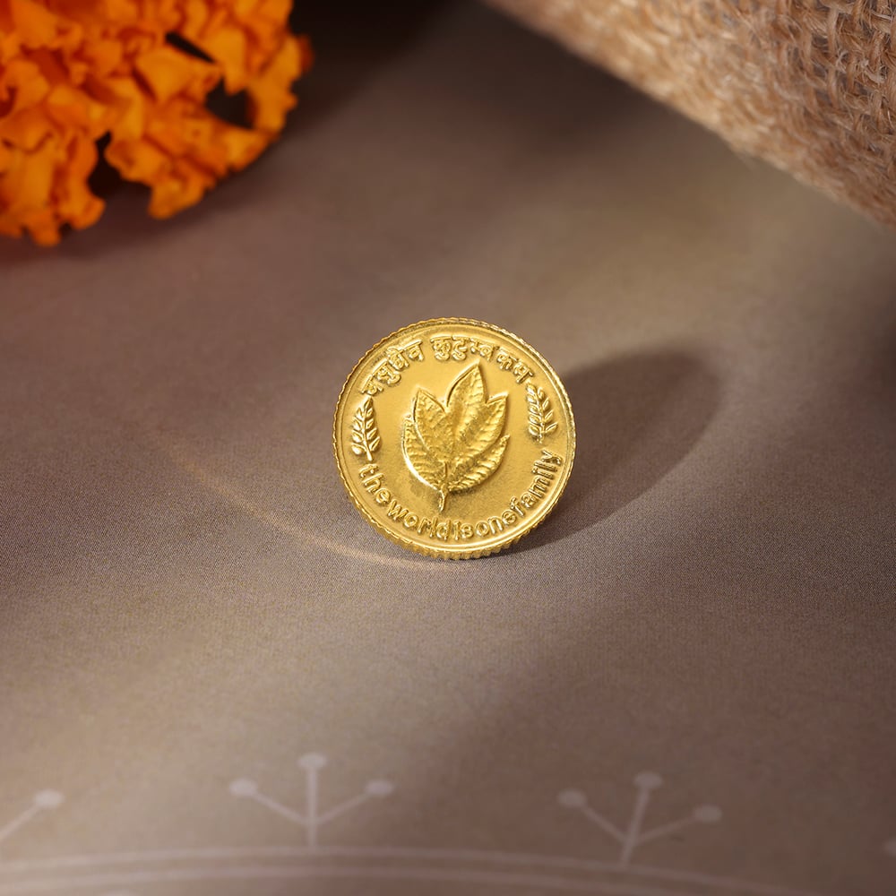 5 GM 24 Karat Mango Leaf Gold Coin,,hi-res image number null