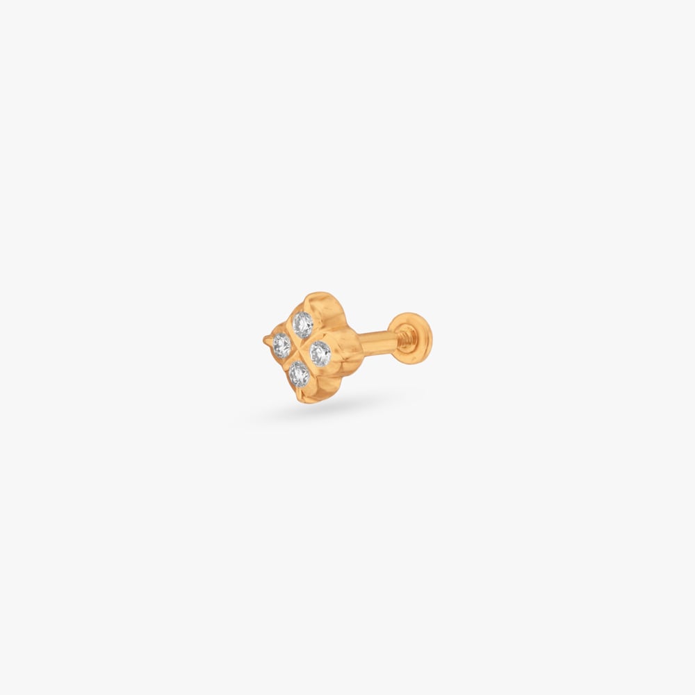 Clover Glow Diamond Nose Pin,,hi-res image number null