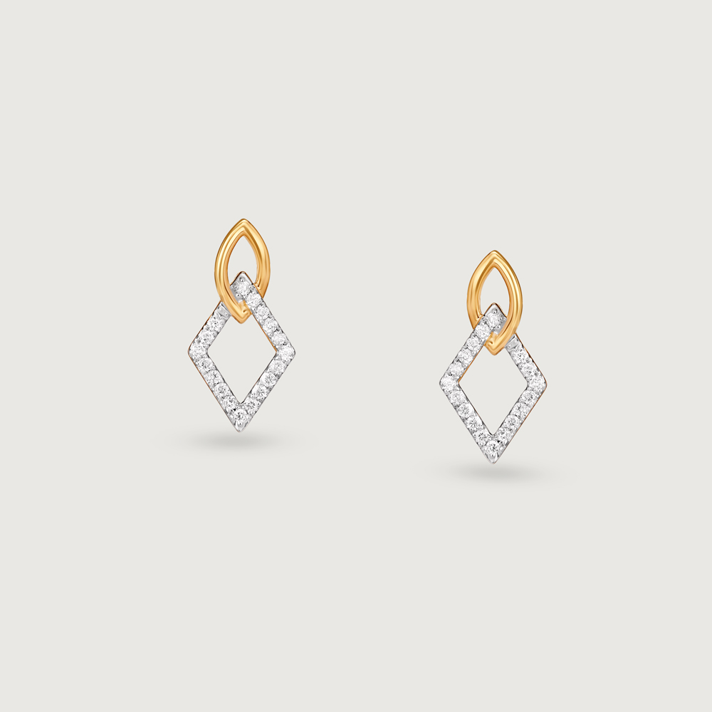 Minimalist Charm Gold & Diamond Drop Stud Earrings