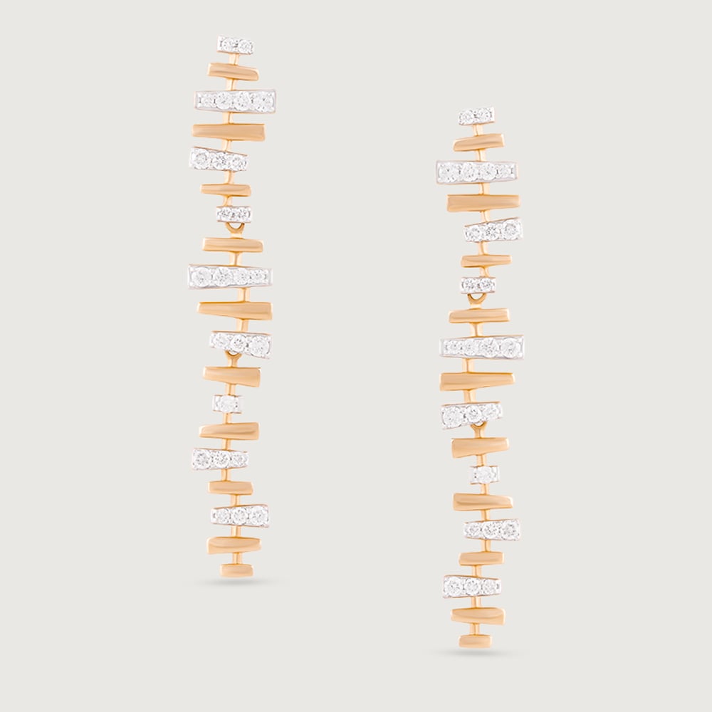 Disco Rhythm Gold & Diamond Drop Earrings,,hi-res image number null