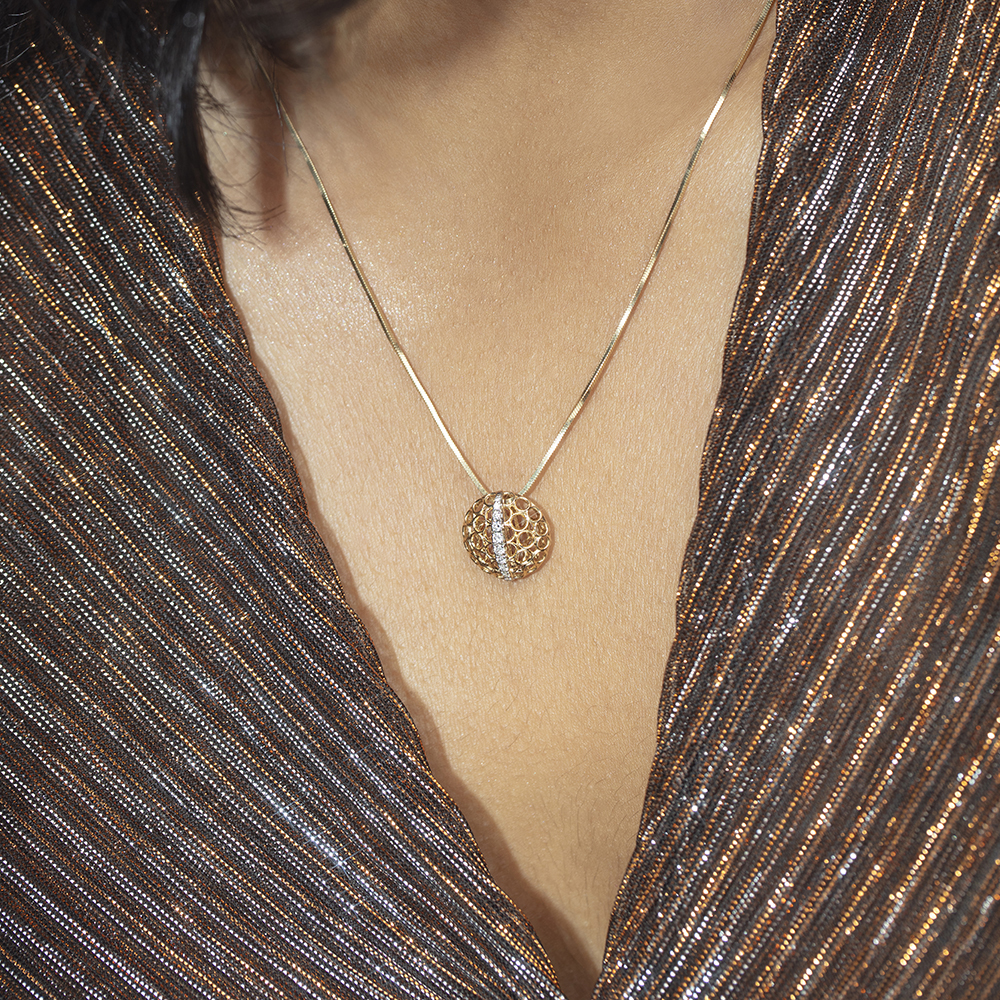 Porous Glow Gold & Diamond Pendant,,hi-res image number null