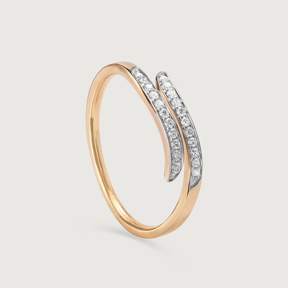 Golden Coiled 14 Kt Gold & Diamond Ring,,hi-res image number null