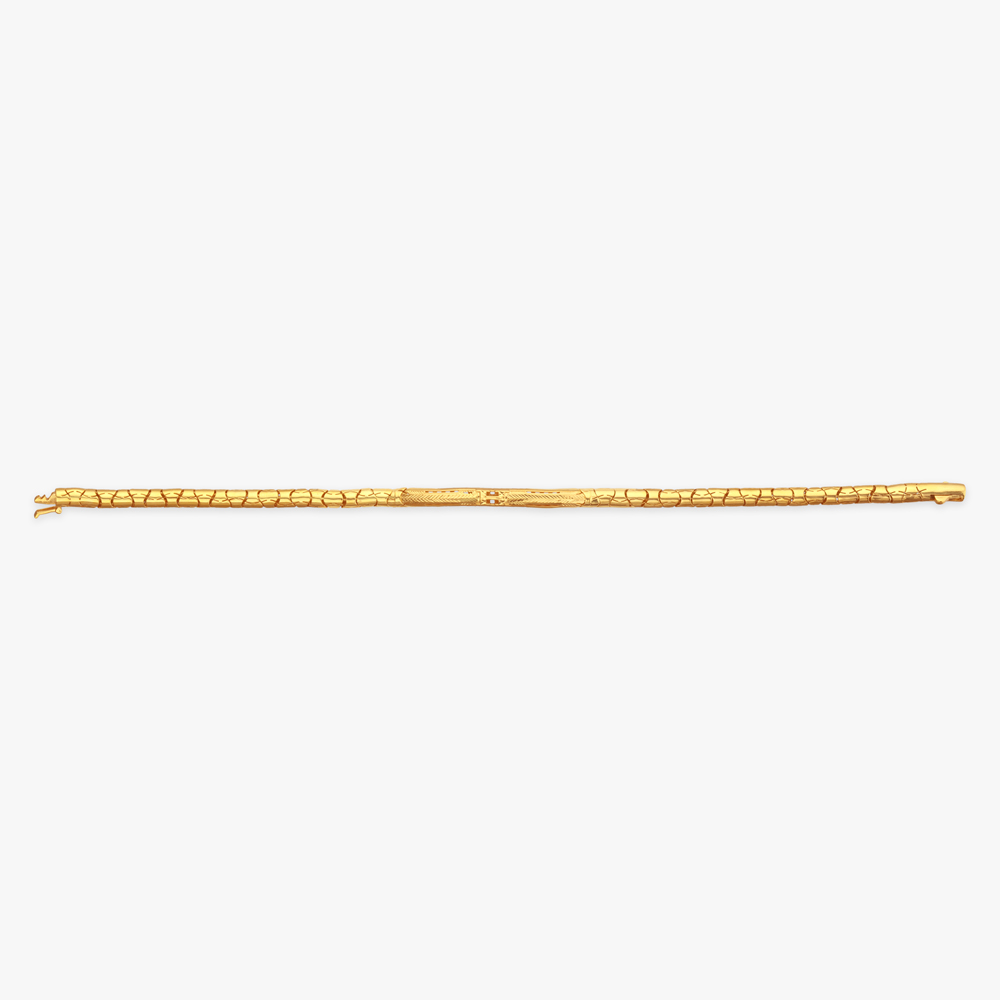 Textured Tubular Gold Bracelet for Men,,hi-res image number null