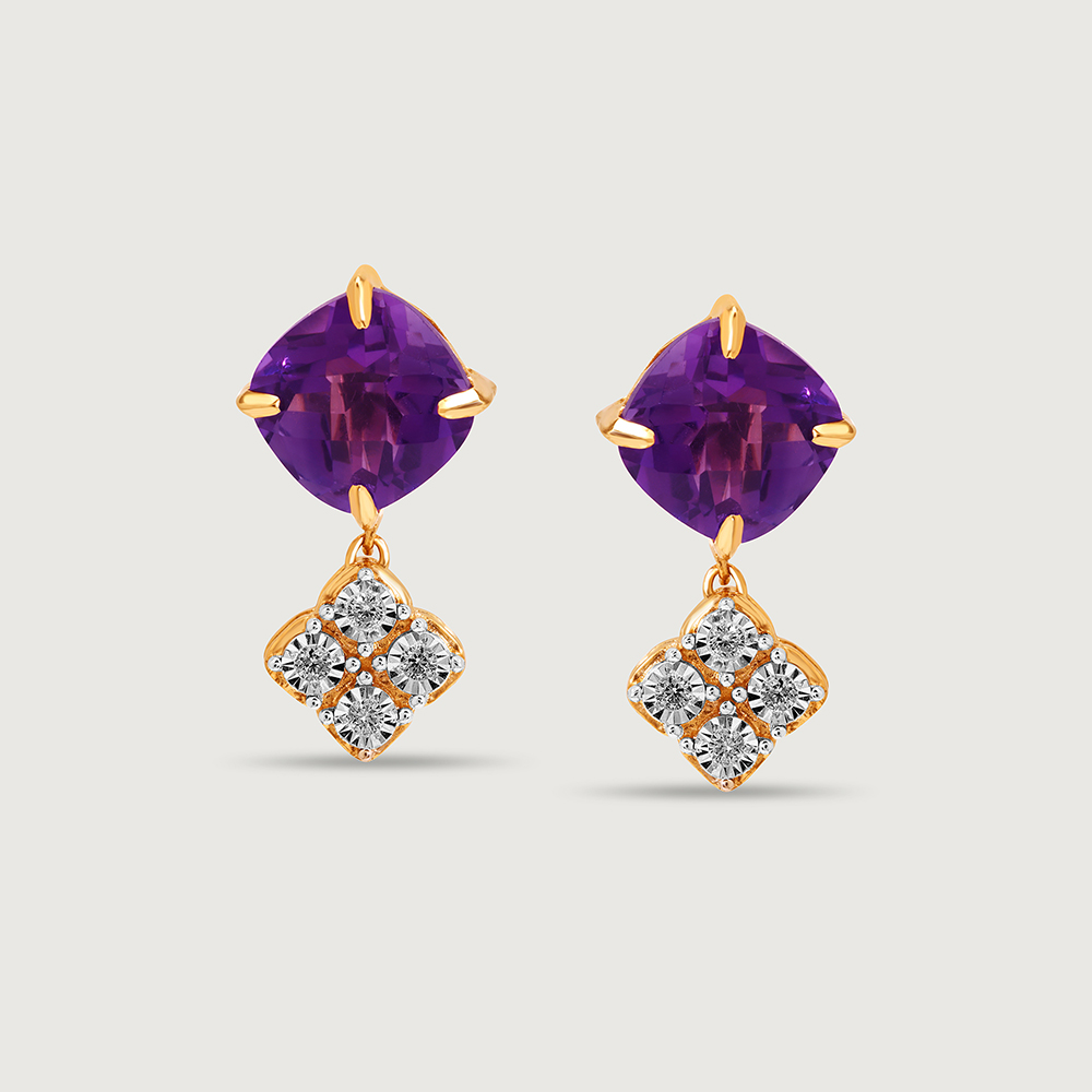 Moonlit Martini 14KT Diamond & Amethyst Drop Earrings,,hi-res image number null