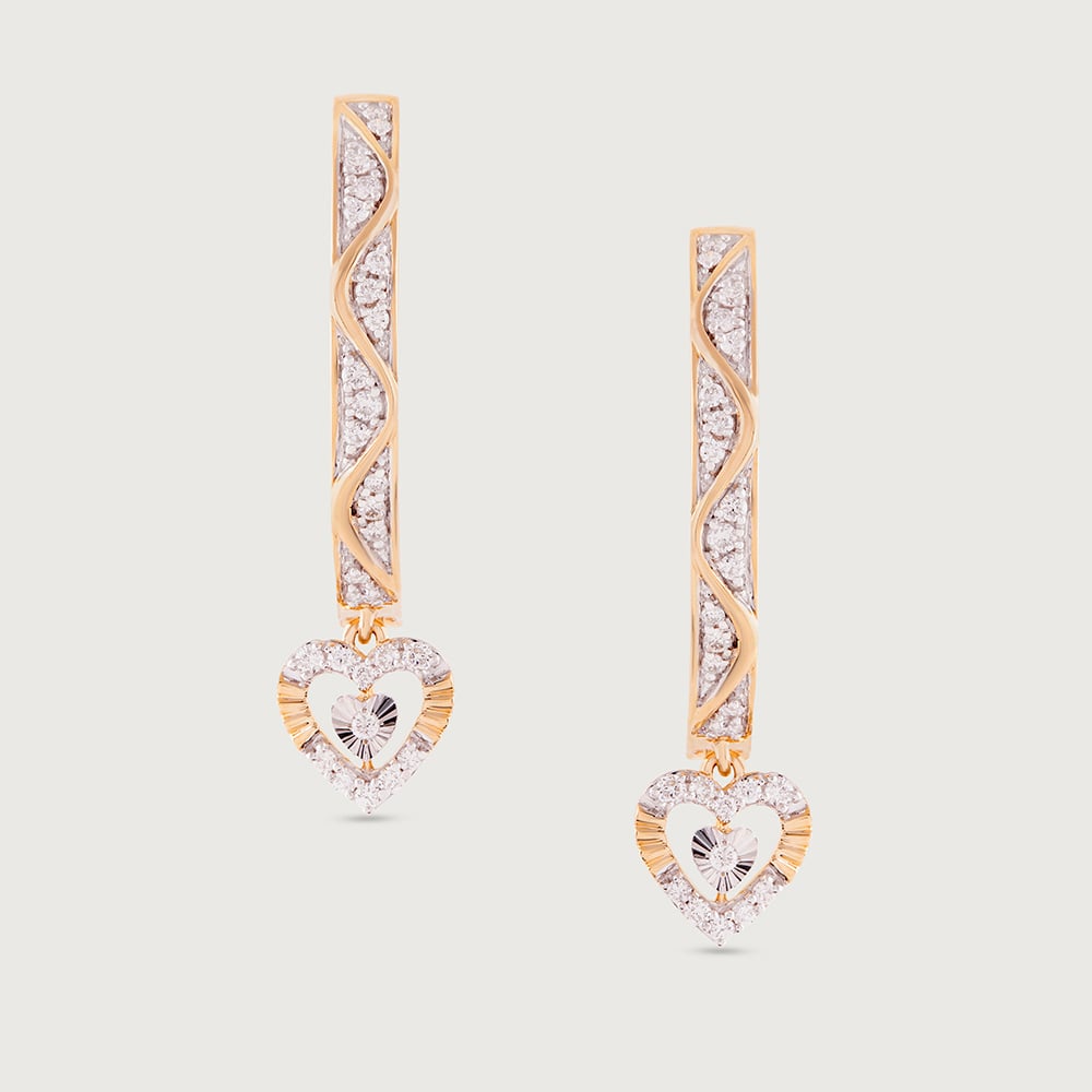 Glowing Heart Gold & Diamond Hoop Earrings,,hi-res image number null