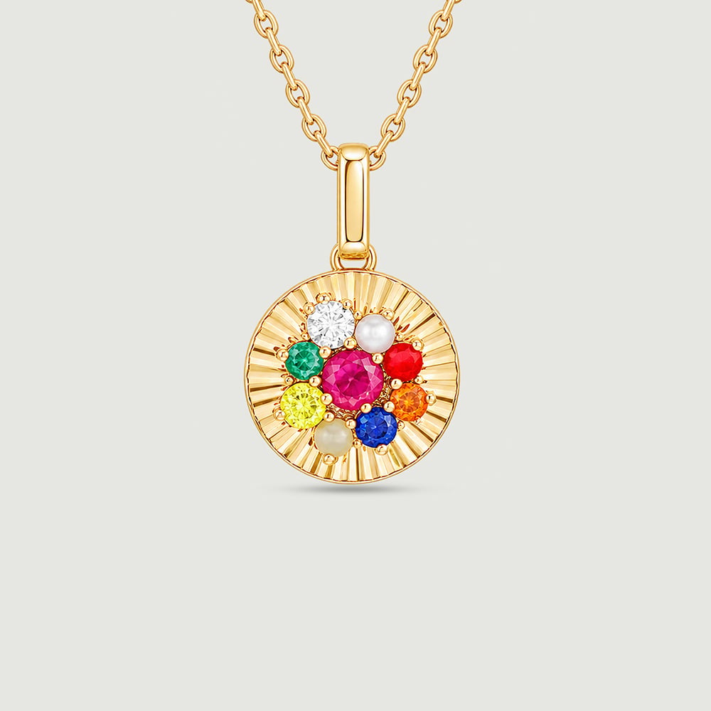 Glowing Navaratna Diamond Pendant,,hi-res image number null