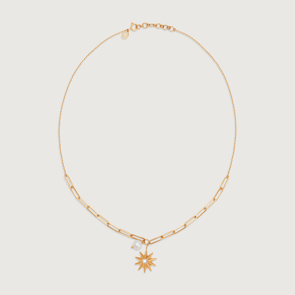 Radiating Star 14KT Pearl Necklace,,hi-res image number null