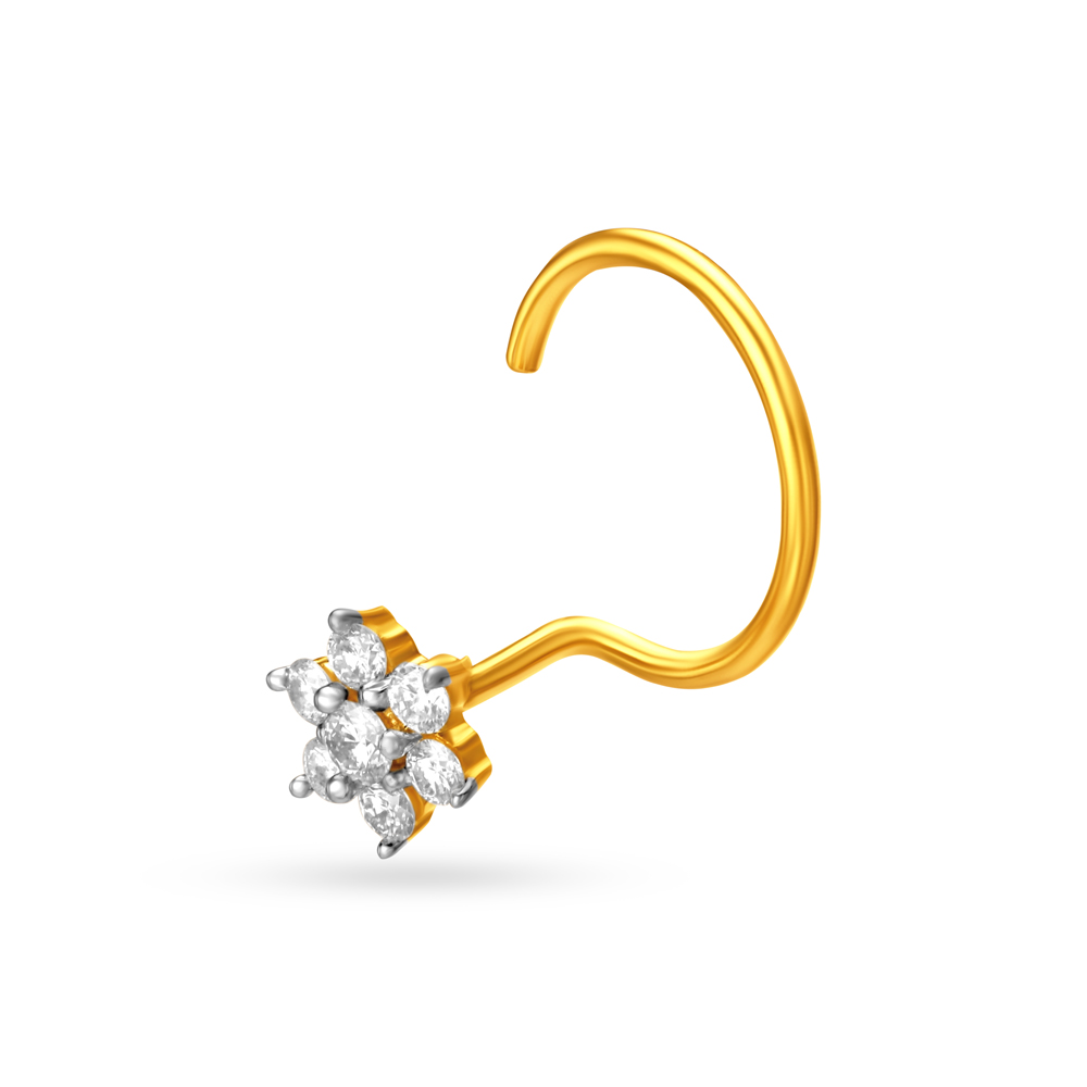 Stunning Floral Seven Stone Diamond Nose Pin,,hi-res image number null