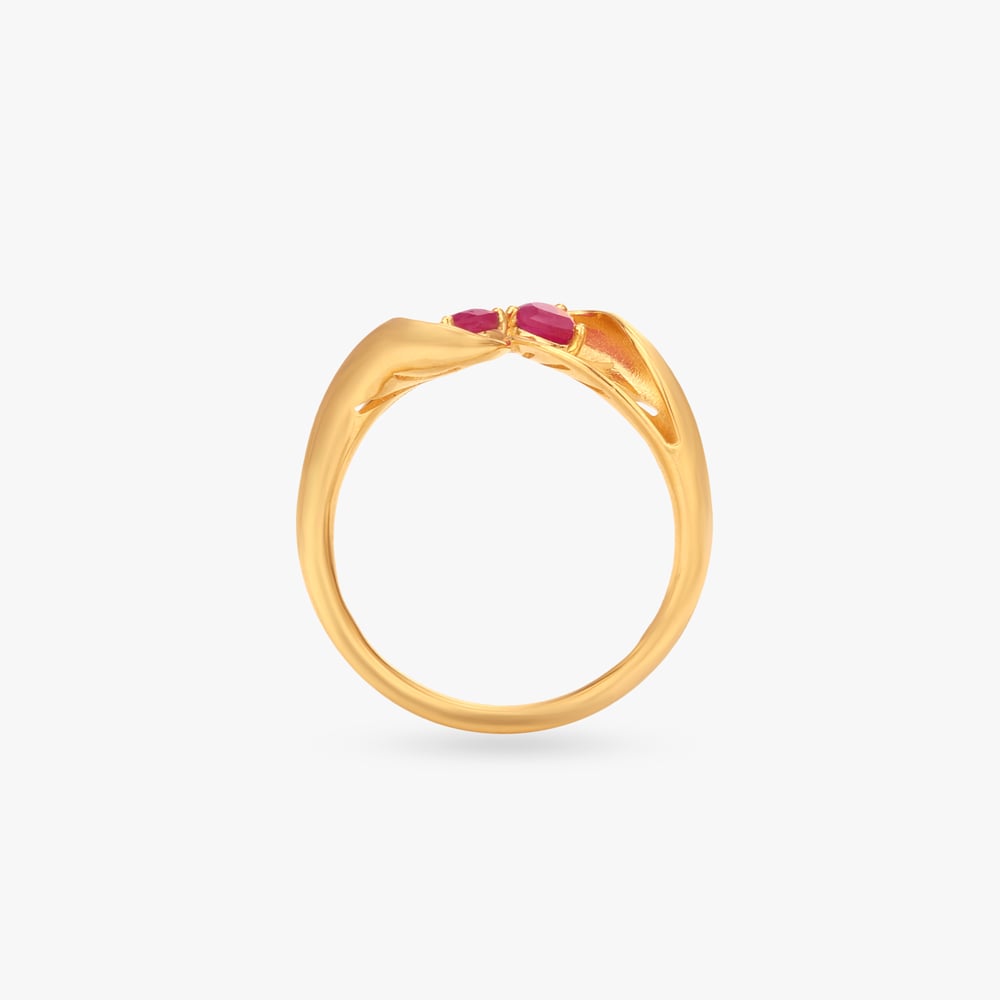 Twin Petal Gold Ring,,hi-res image number null