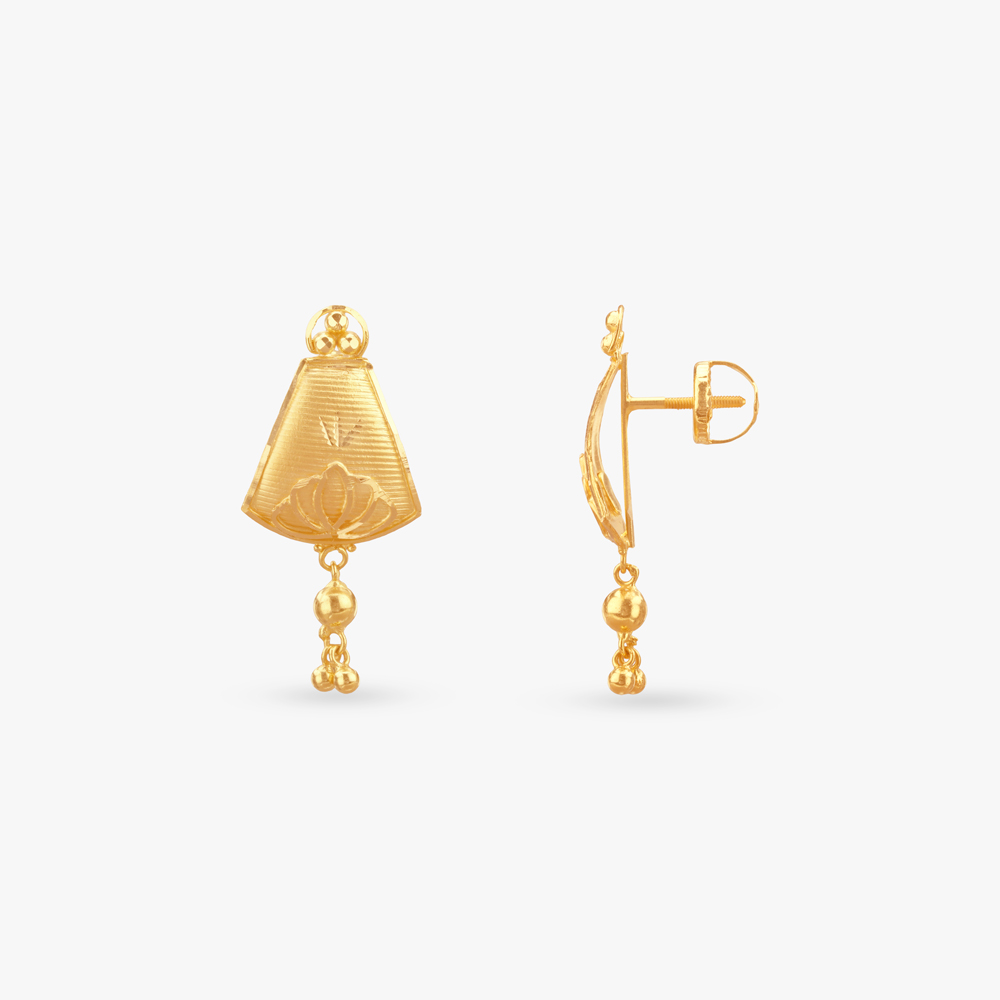 

Engraved Conical Gold Drop Earrings