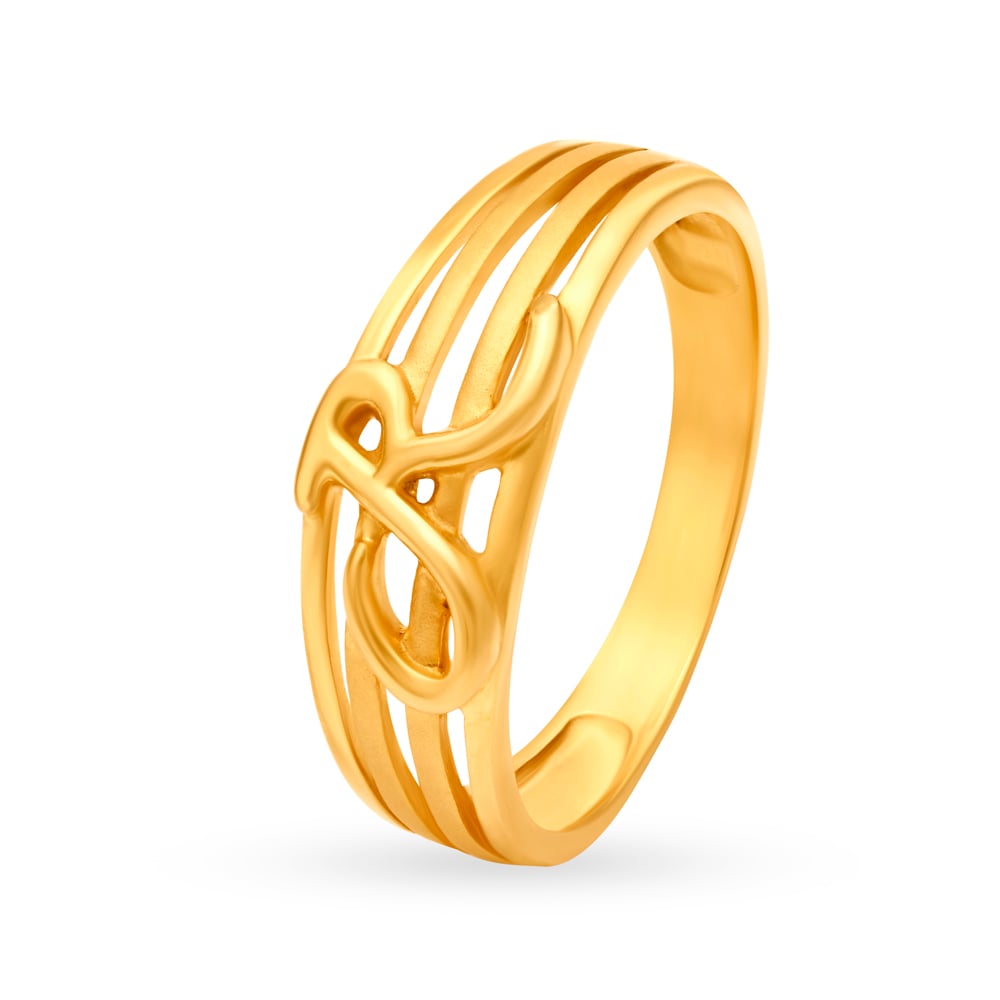 Riveting 22 Karat Yellow Gold Ring With Typography