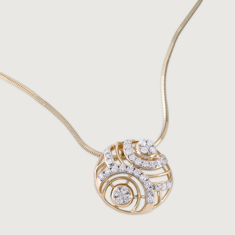 Classic Retro Gold & Diamond Pendant,,hi-res image number null