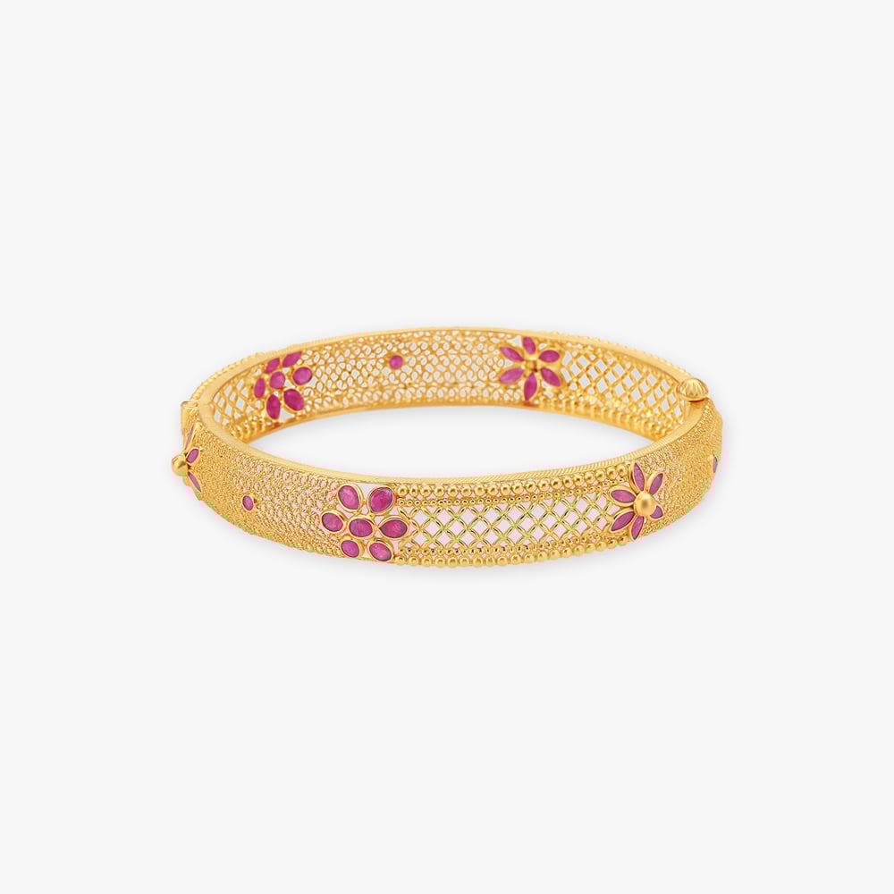 Intricate Ruby Gold Bangles,,hi-res image number null