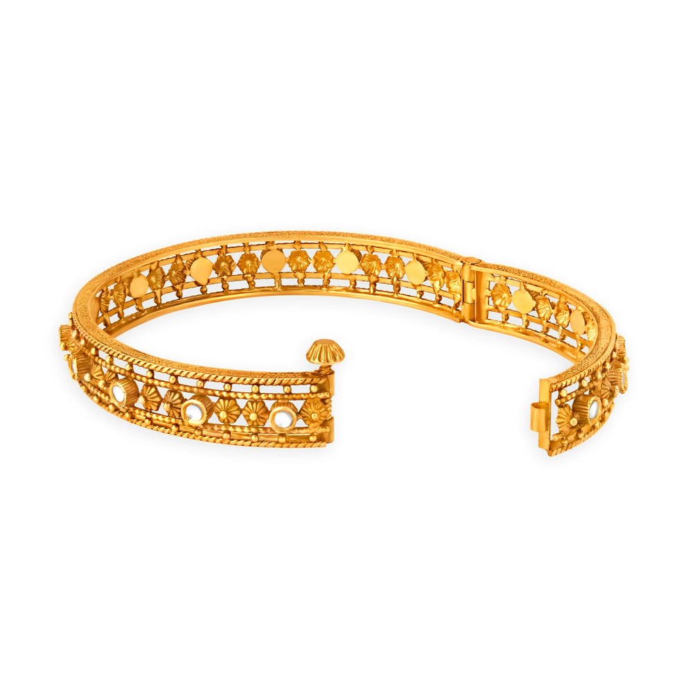 Breathtaking Floral Gold Bangle,,hi-res image number null