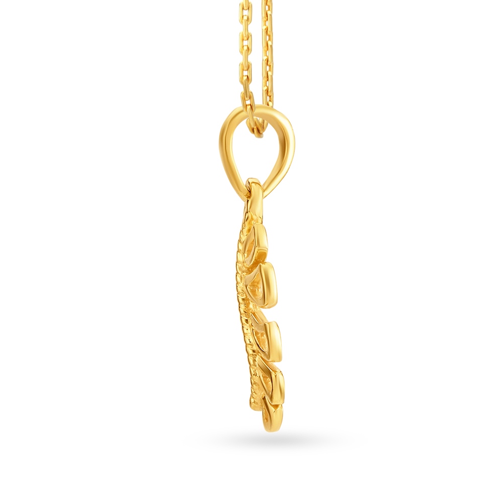 Elegant Yellow Gold Leaf Pendant,,hi-res image number null